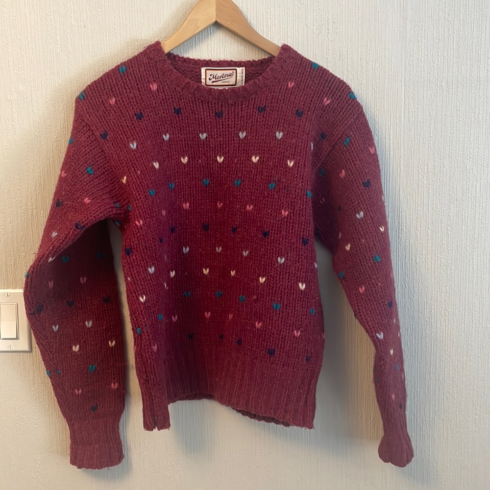 Fuschia Pink 100% Wool knitted sweater